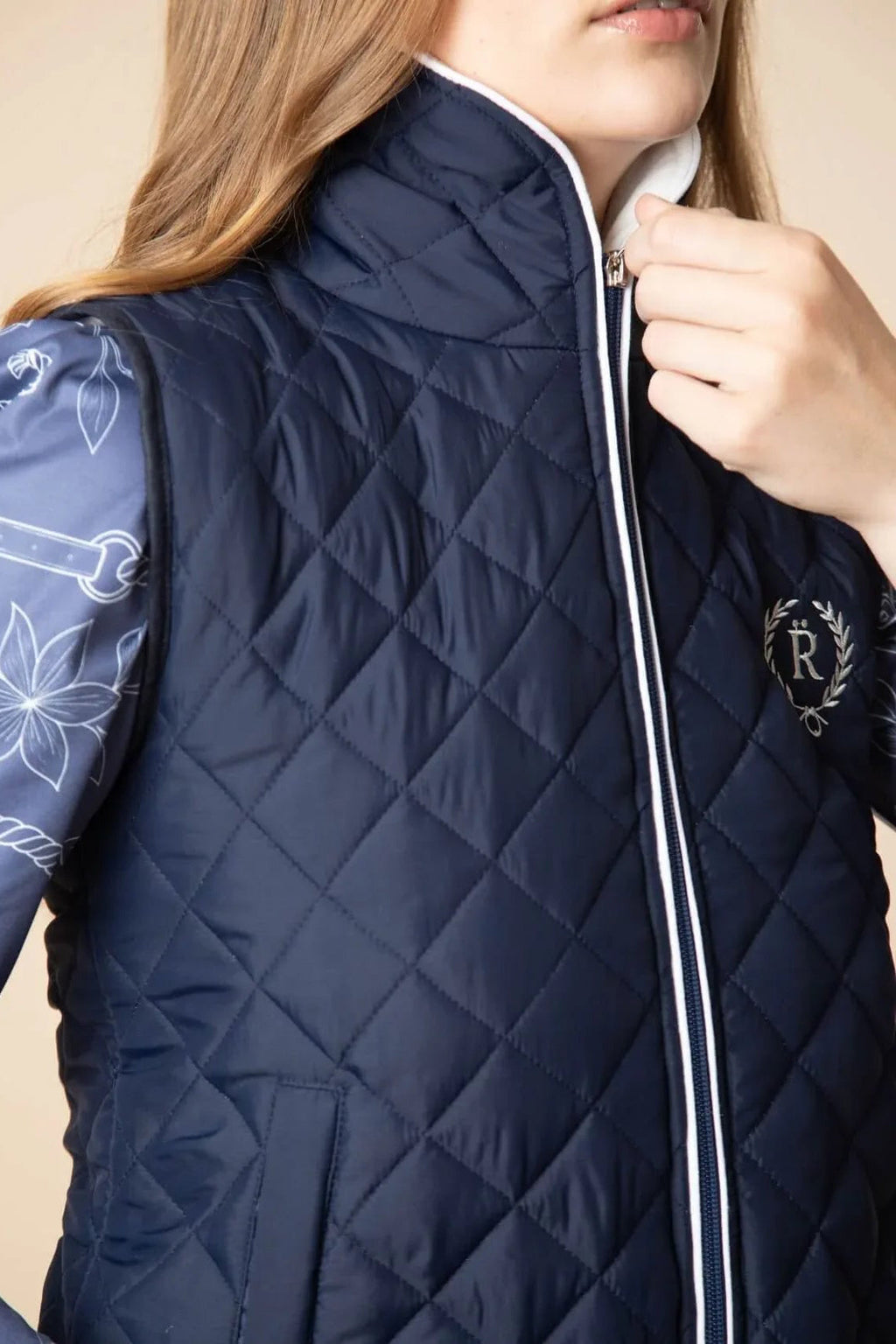 Florence Quilted Vest | Embroidered