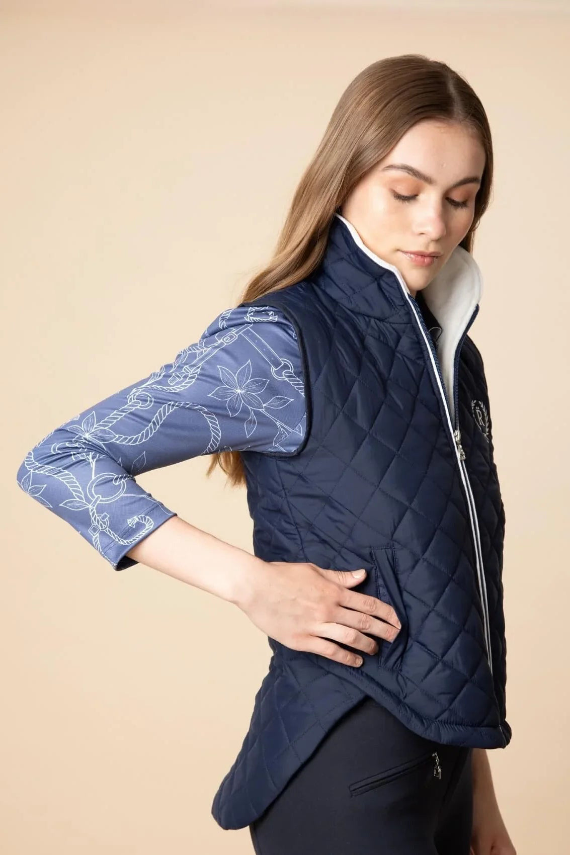 Florence Quilted Vest | Embroidered