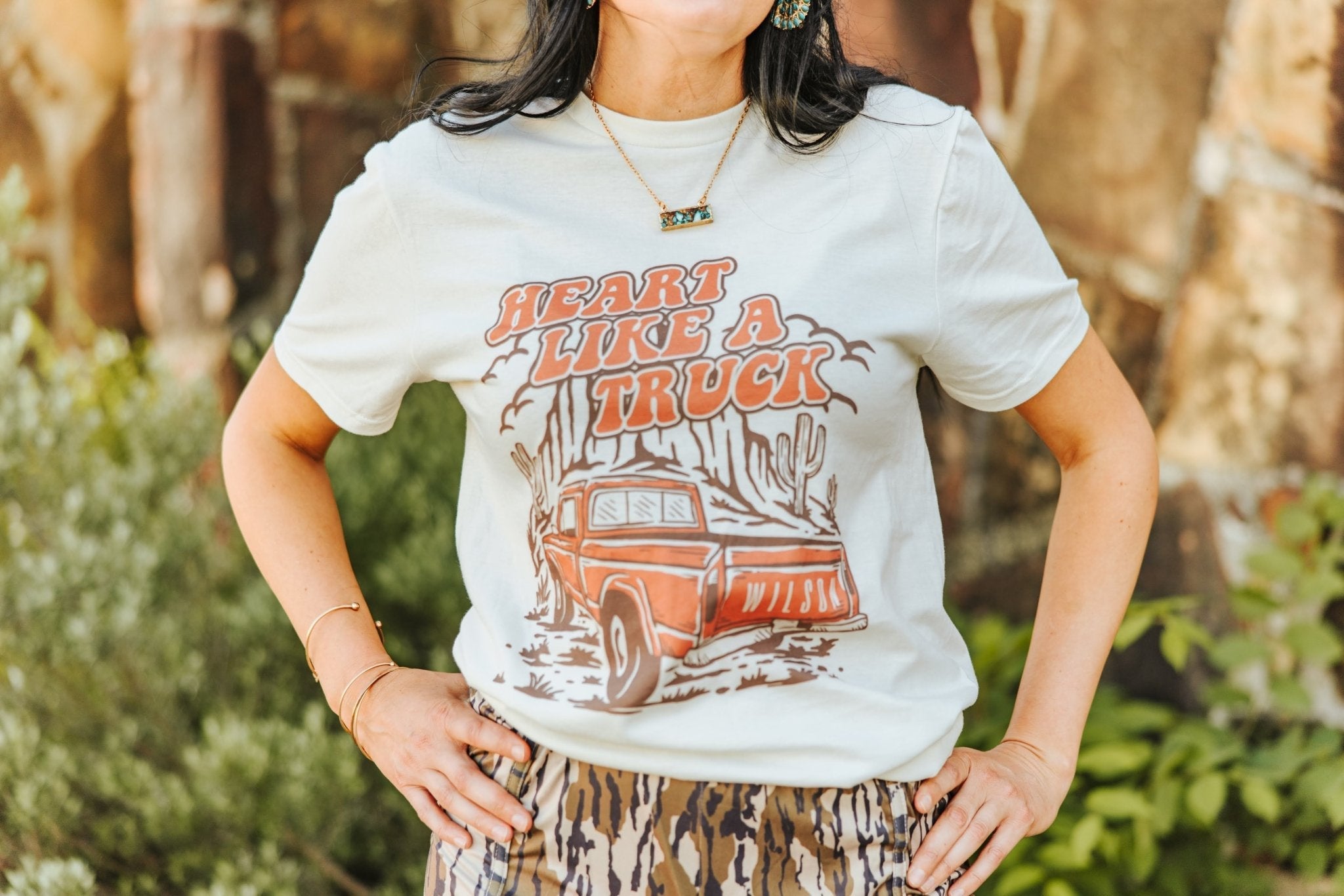 Heart Like A Truck Graphic Tee - Coral
