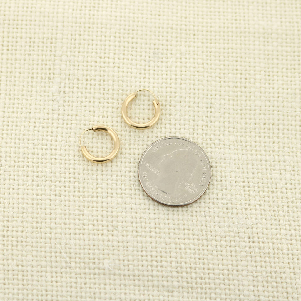 14k Yellow Gold Filled Hoop Earrings 14 Mm
