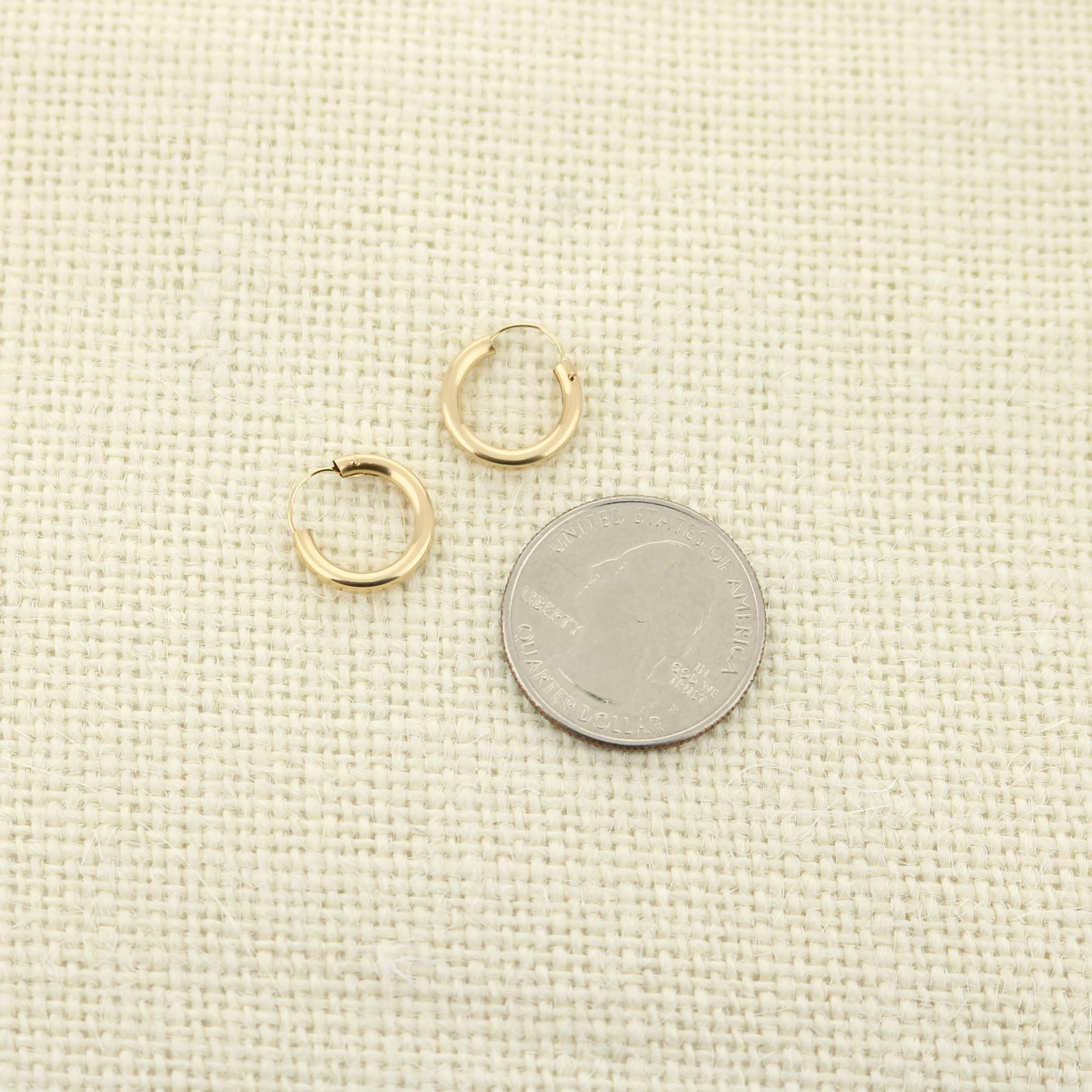 14k Yellow Gold Filled Hoop Earrings 14 Mm