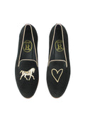 Mimosa Velvet Loafers | Horse Love | Black & Camel