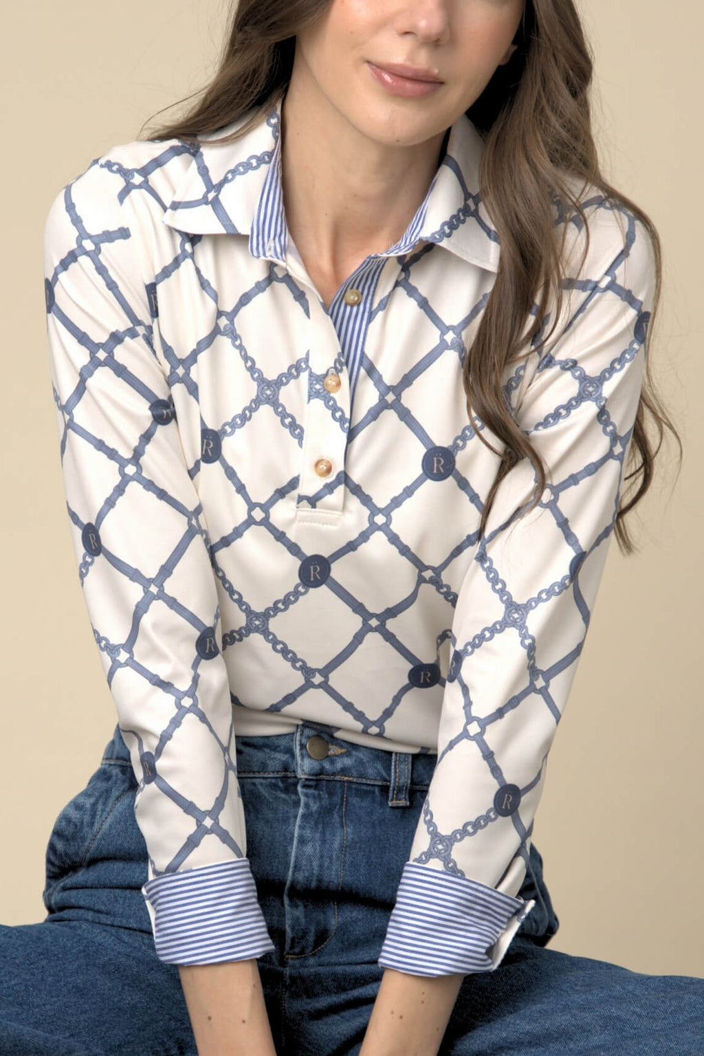 Mulberry Polo Shirt | Long Sleeve | Beltina Print