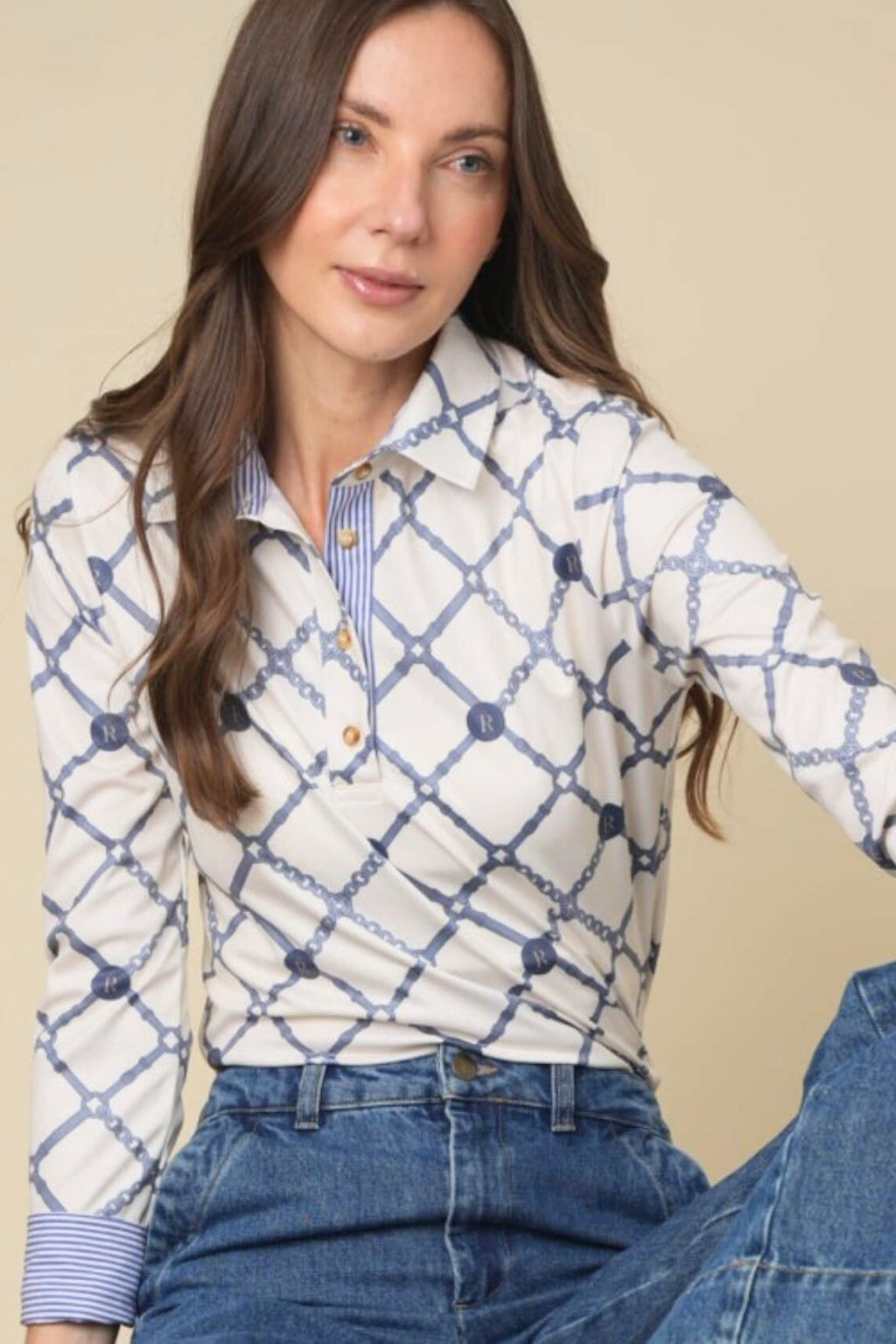 Mulberry Polo Shirt | Long Sleeve | Beltina Print