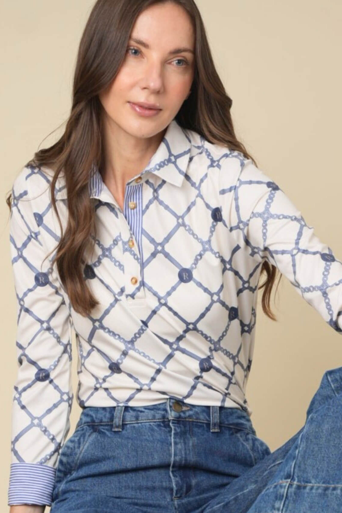 Mulberry Polo Shirt | Long Sleeve | Beltina Print