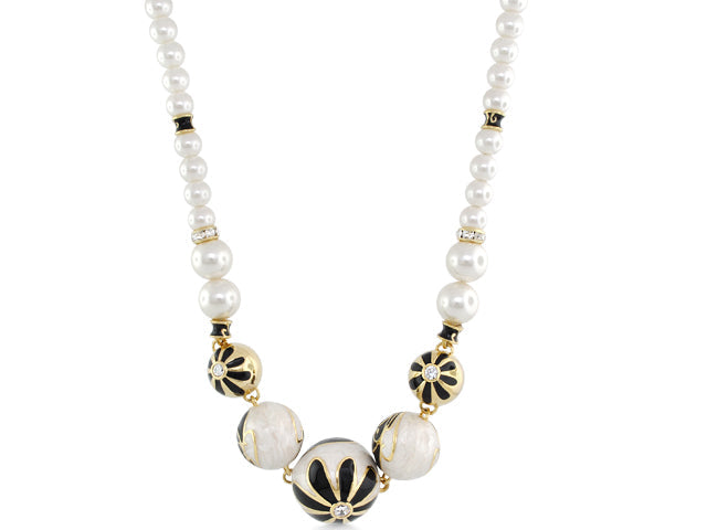 Fab Beige Flower Enamel Necklace