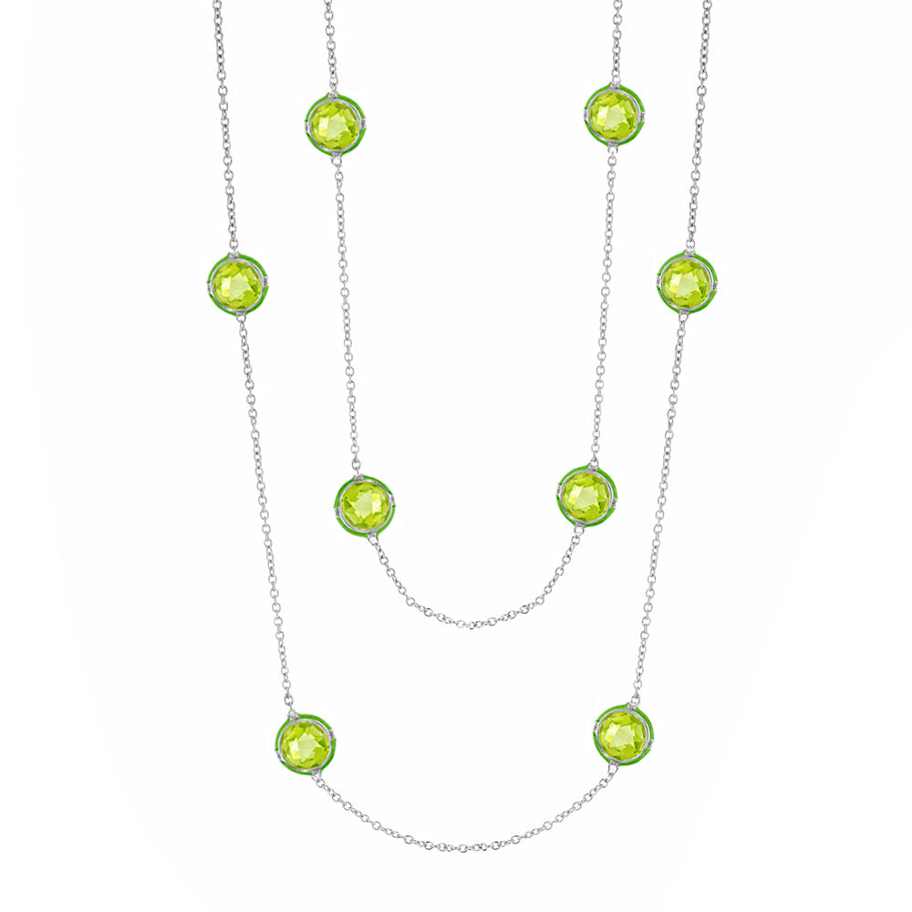 Prince Charming Long Green Enamel Necklace