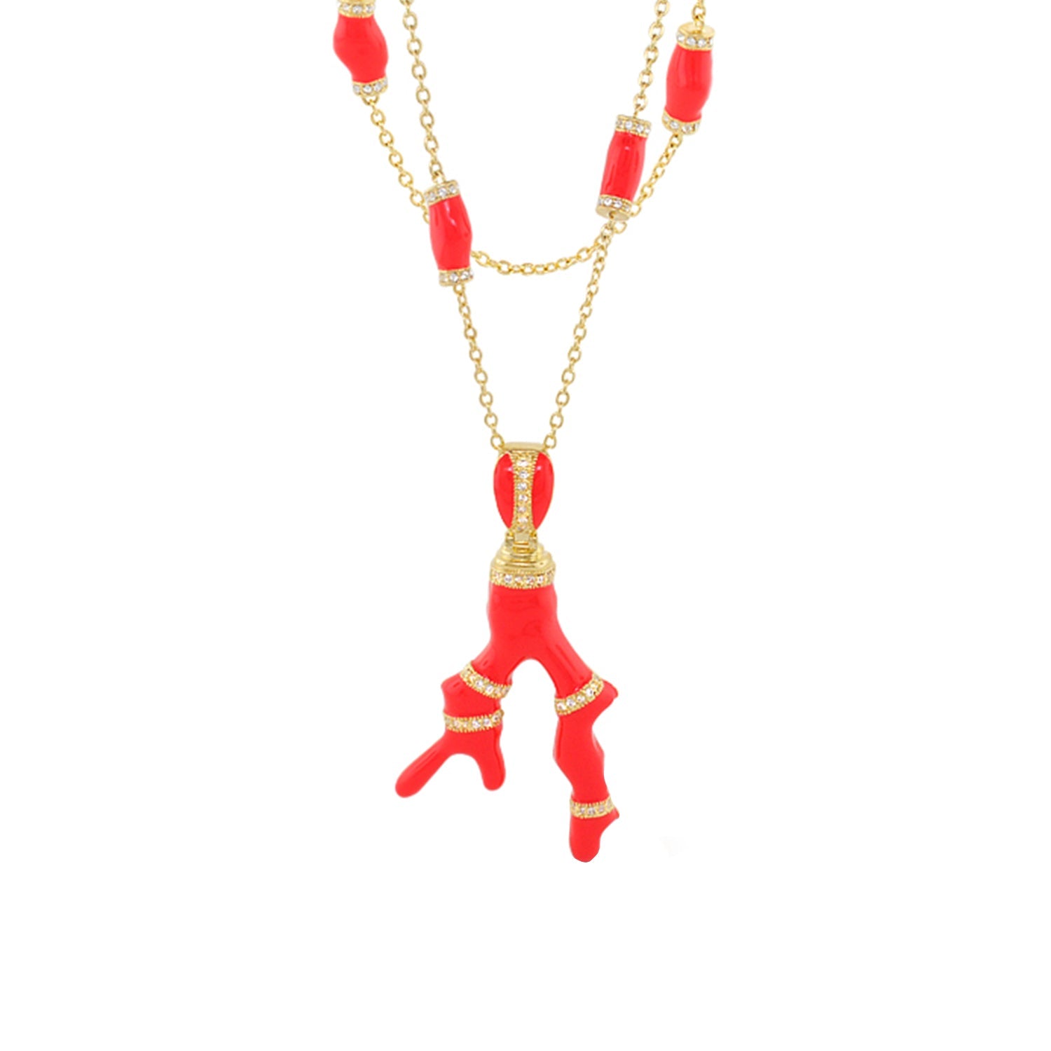 Pretty Little Things Coral Long Necklace