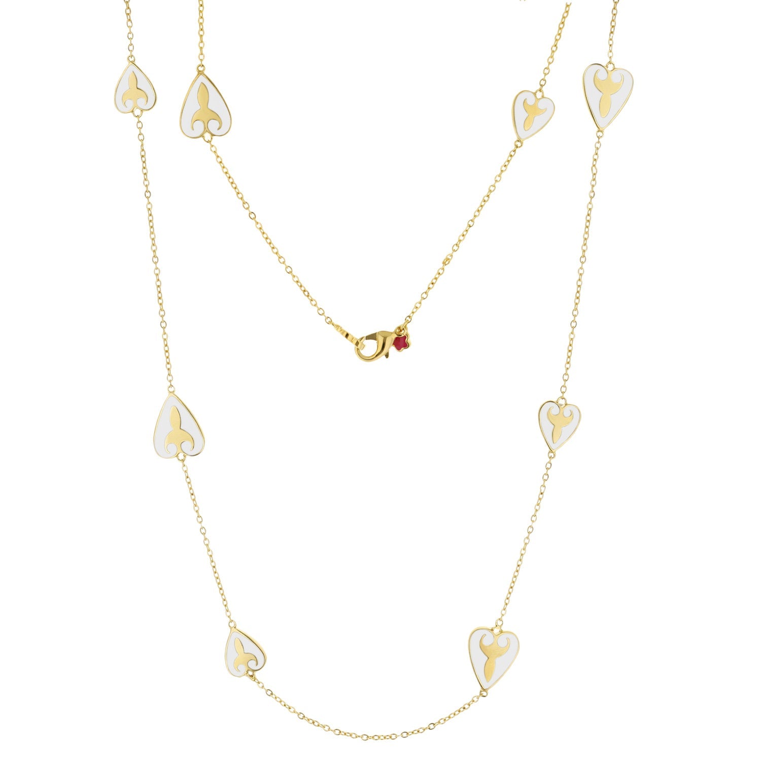 Bows And Hearts Necklace Gold Plated Brass