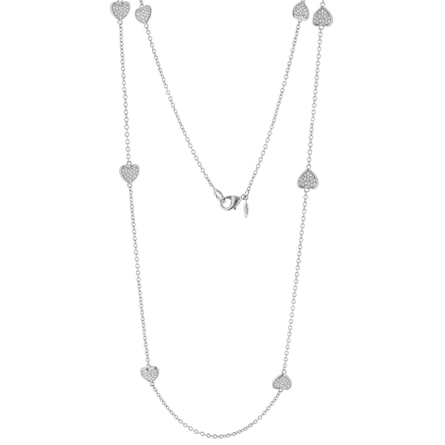 Pave Love Necklace Long 48 Inch Brass Base