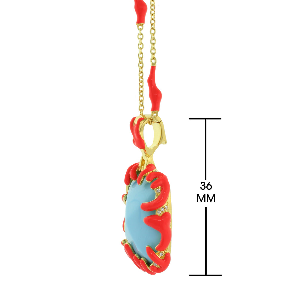 Pretty Little Things Coral Blue Stone Pendant Necklace