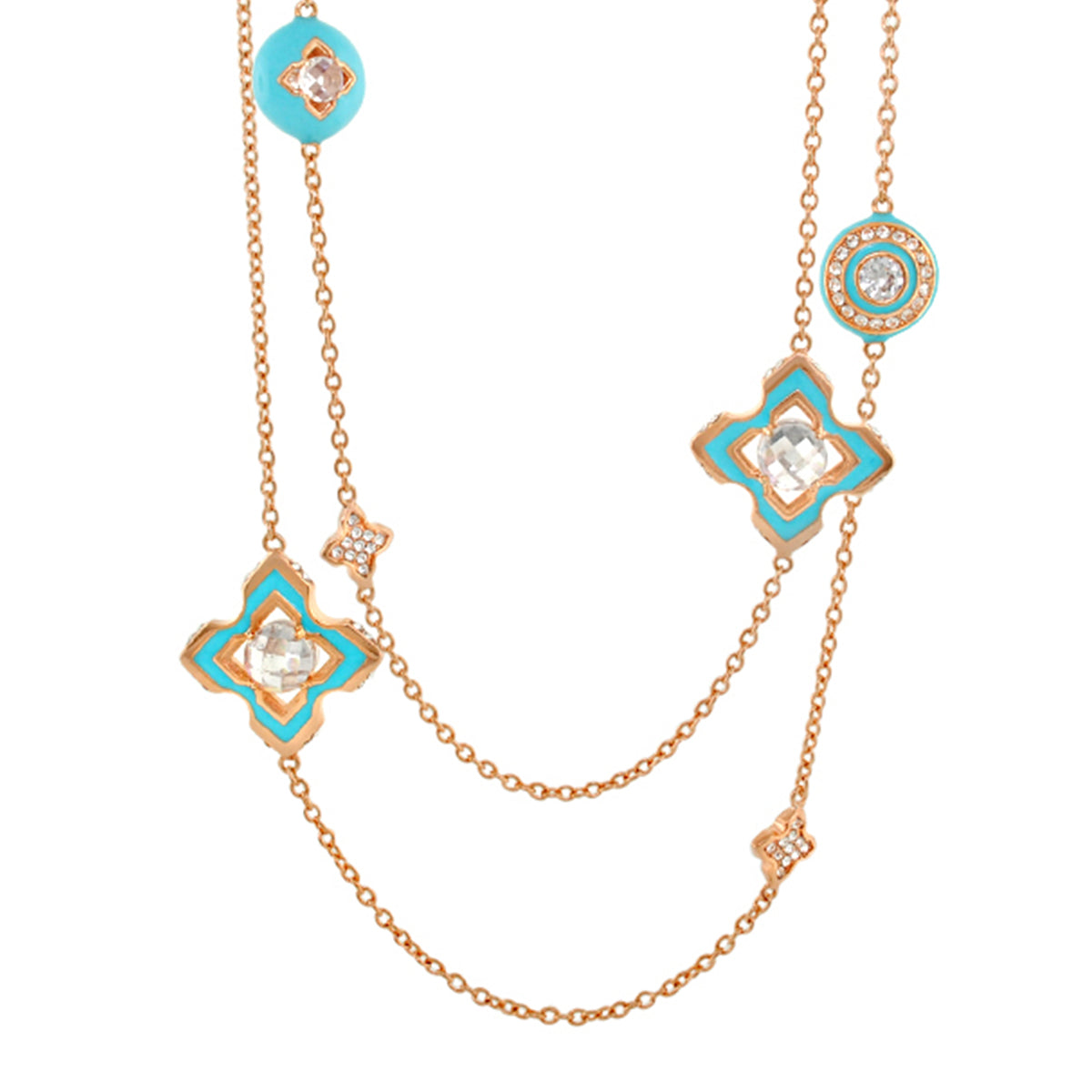 Starry Nights Turquoise Enamel Long Necklace