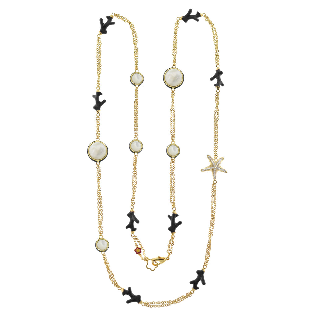 Pretty Little Things Pearl Coral Long Necklace