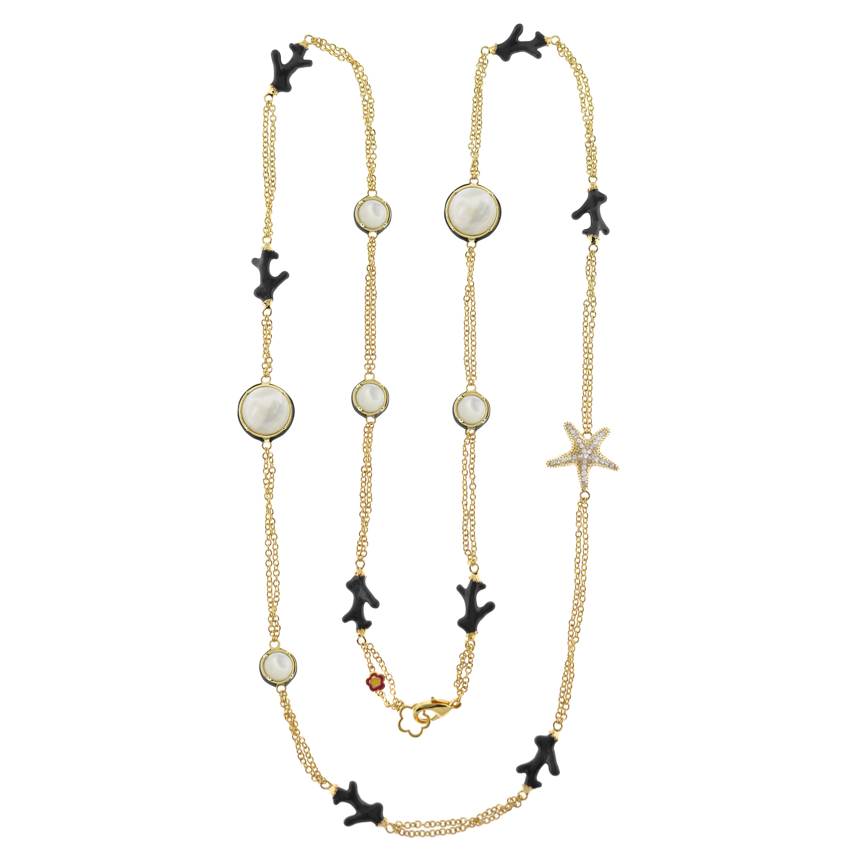 Pretty Little Things Pearl Coral Long Necklace