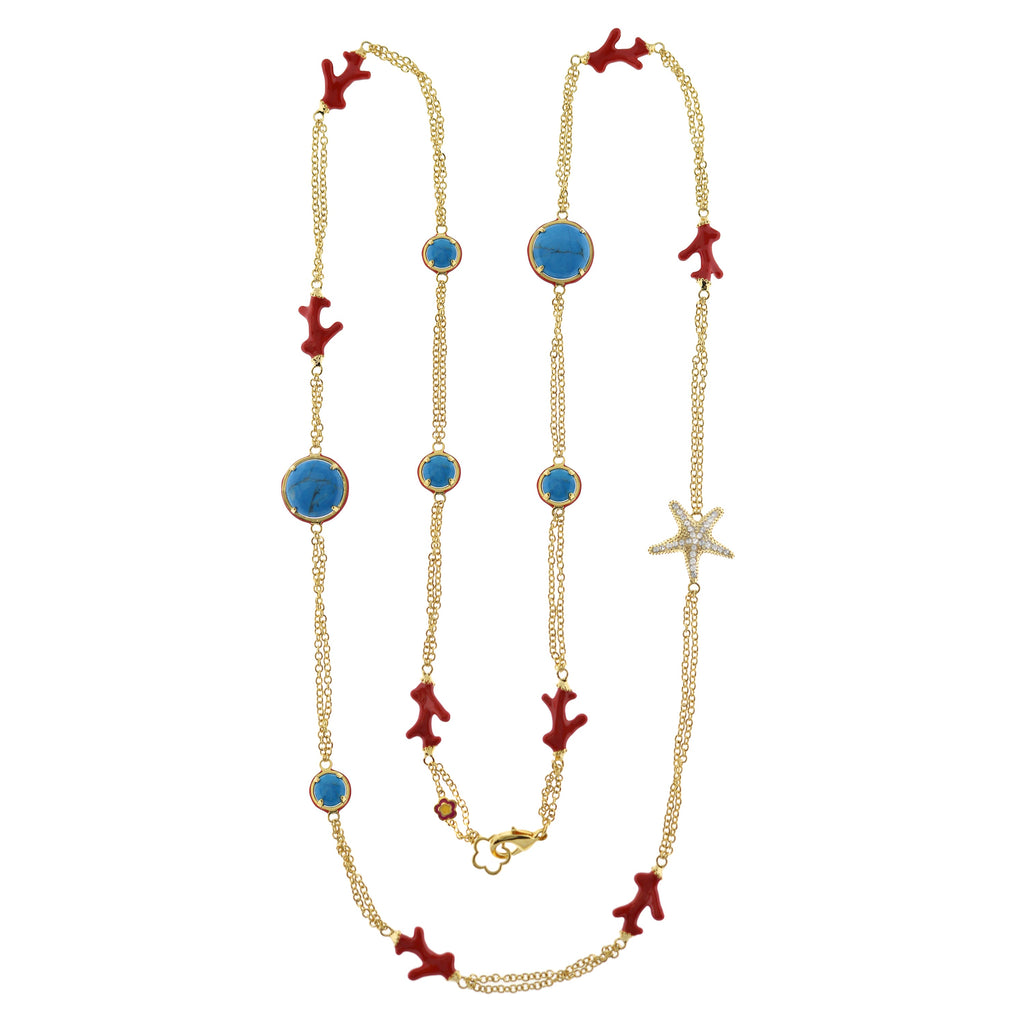 Pretty Little Things Coral Long Necklace
