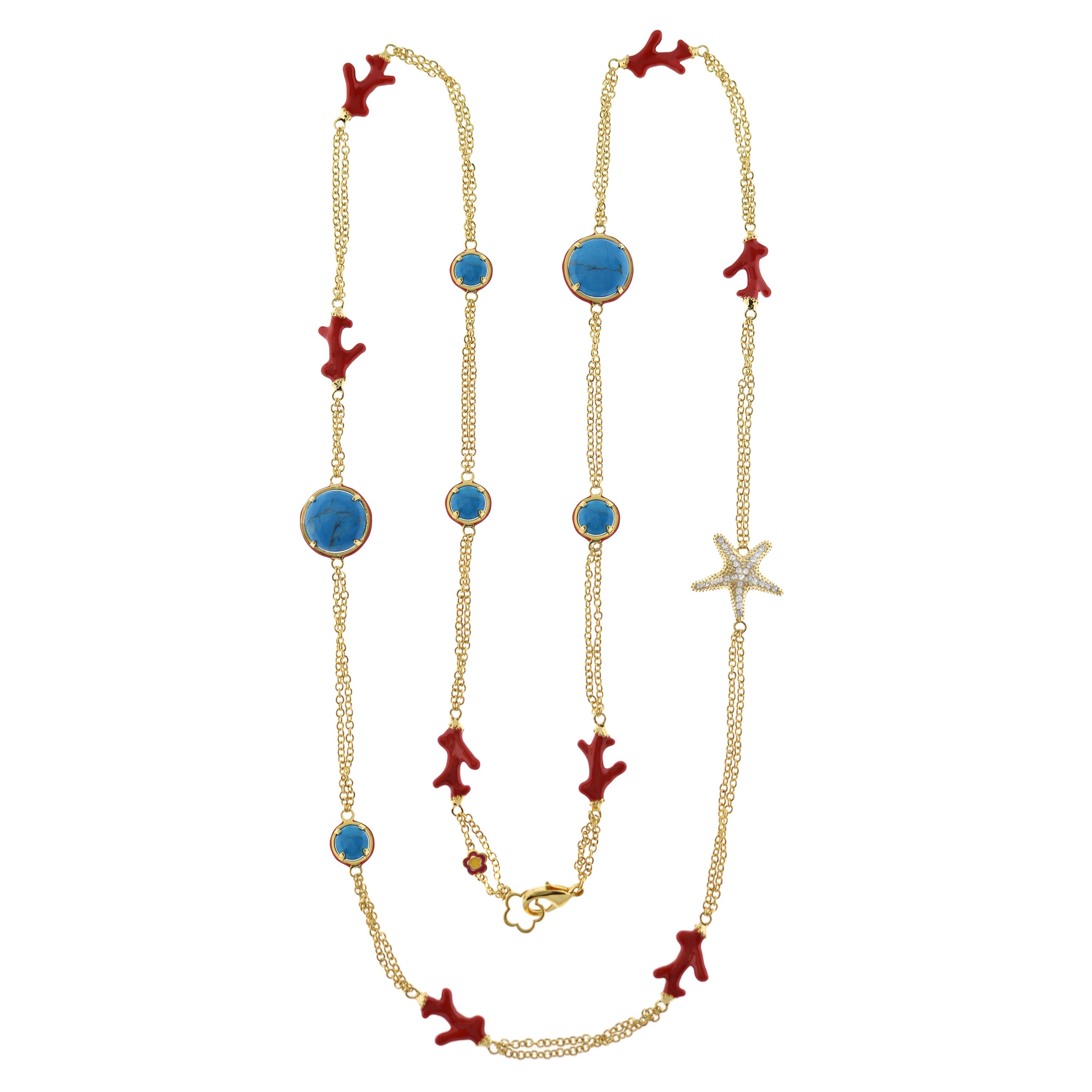 Pretty Little Things Coral Long Necklace