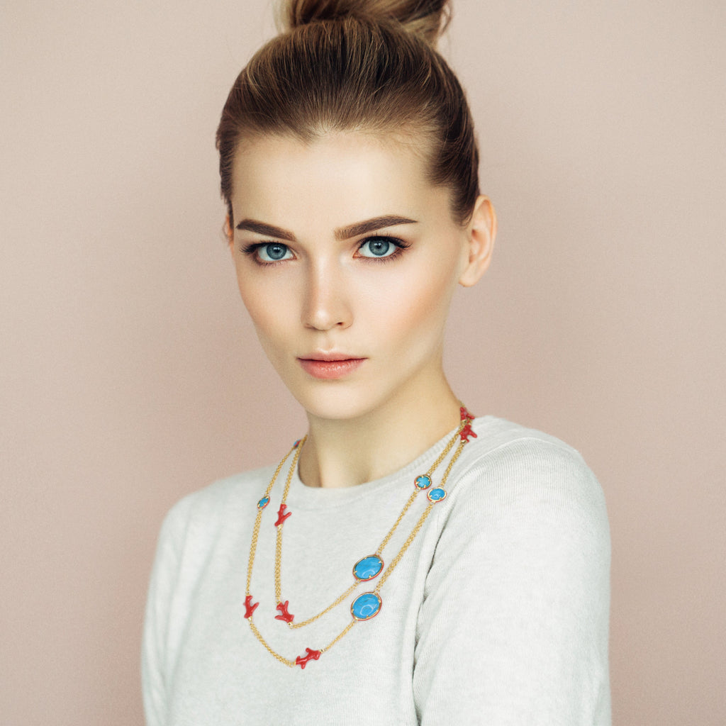 Pretty Little Things Coral Long Necklace