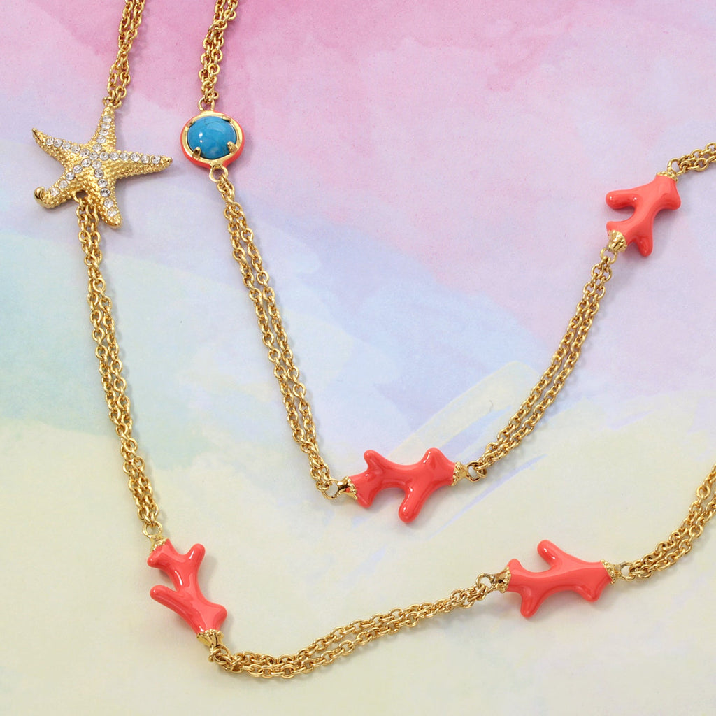 Pretty Little Things Coral Long Necklace