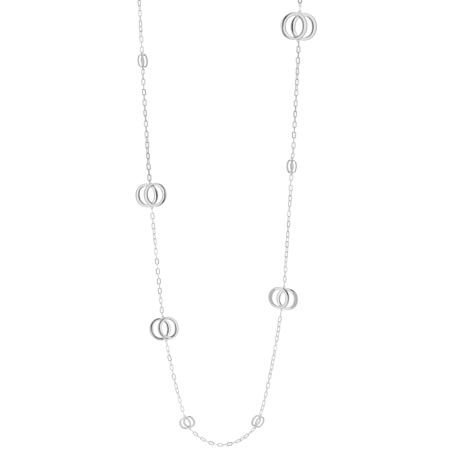 Vogue Fire Rhodium Cubic Zirconia Long Necklace