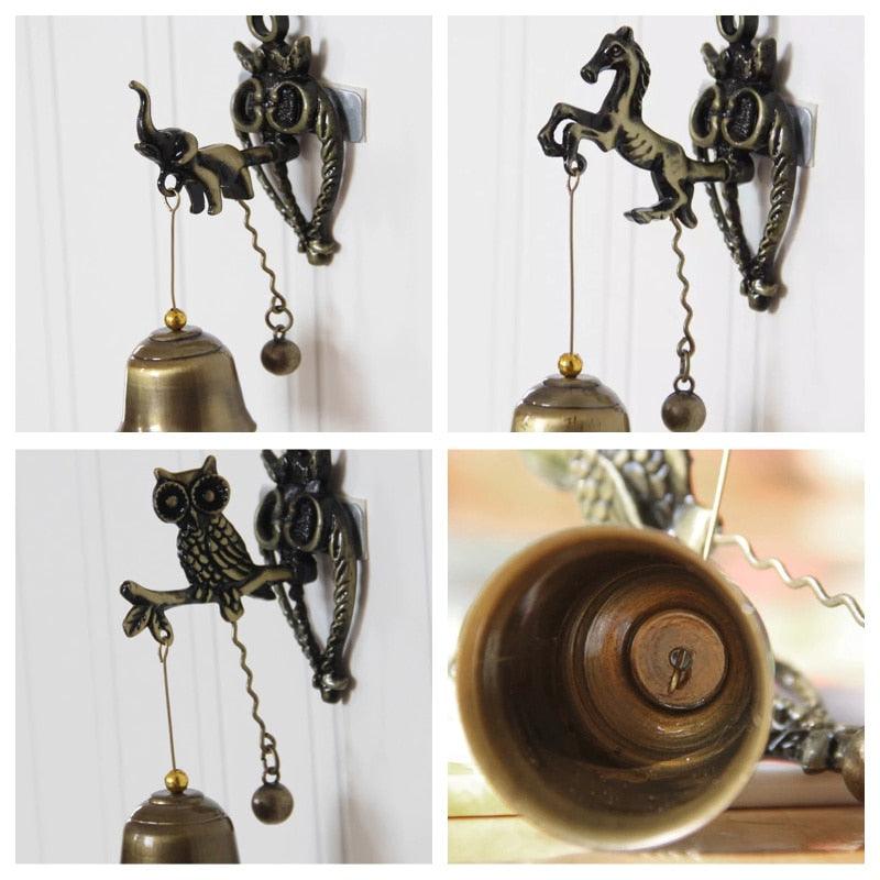 New Vintage Metal Doorbell Horse Elephant Animal Shape Wind Chime Retro Classic Magnetic Wind Chimes Decoration For Shopkeepers Wall Door Ornaments Indoor Outdoor Wall Hanging Owl Decoration Bell