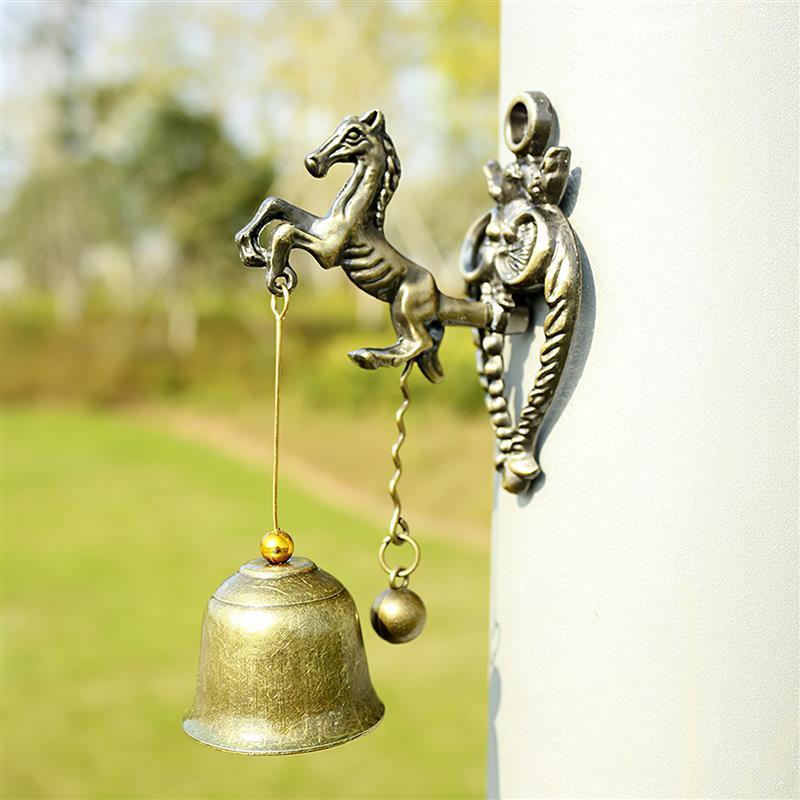 New Vintage Metal Doorbell Horse Elephant Animal Shape Wind Chime Retro Classic Magnetic Wind Chimes Decoration For Shopkeepers Wall Door Ornaments Indoor Outdoor Wall Hanging Owl Decoration Bell