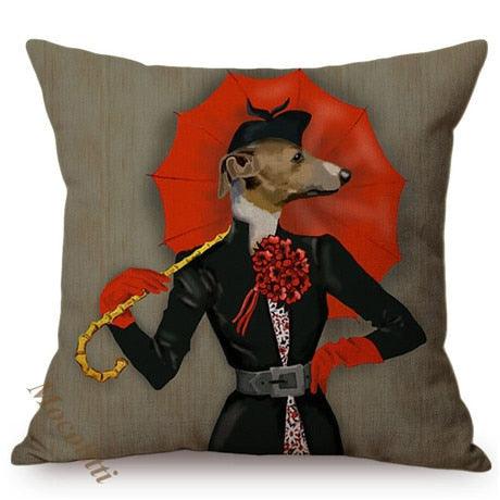 Whimsy Nordic Art Posters Style Pillow Covers Decorative Cushion Cover Zebra Giraffe Elephant Horse Fashion Animal Wearing Hat Sofa Throw Pillow Case