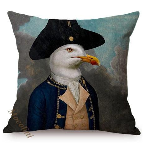 Whimsy Nordic Art Posters Style Pillow Covers Decorative Cushion Cover Zebra Giraffe Elephant Horse Fashion Animal Wearing Hat Sofa Throw Pillow Case