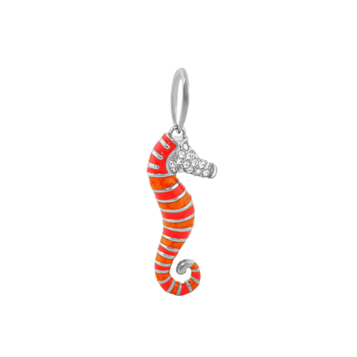 Rhodium Red Seahorse Pendant