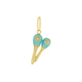18K Gold Turquoise Maracas Pendant