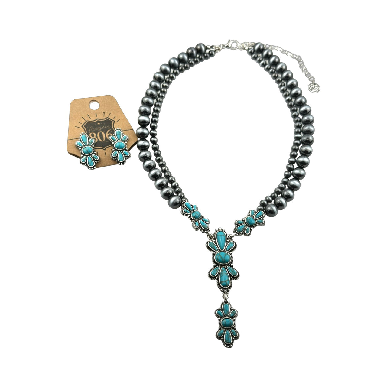 Western style burnished butterfly Y necklace set