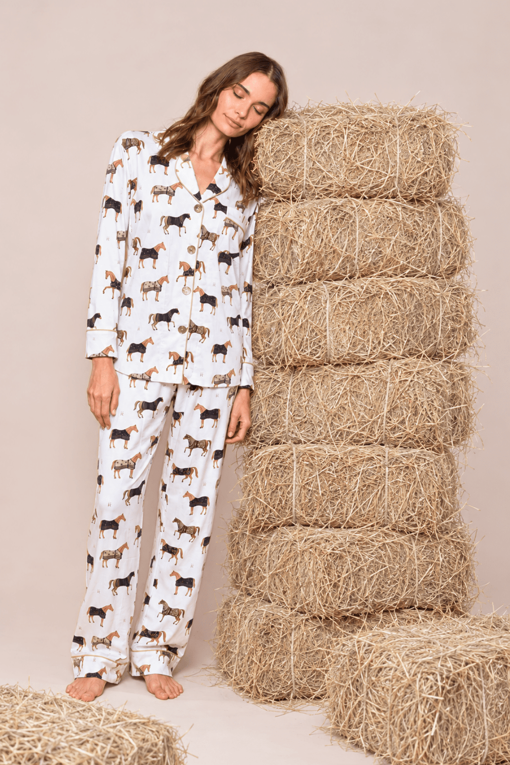 Poise Horse Cotton Pajama Set - Long