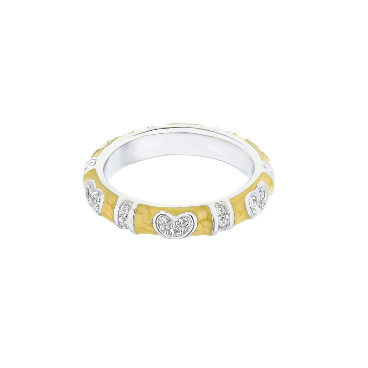 Pave Love Stackable Ring Rhodium Plated Brass