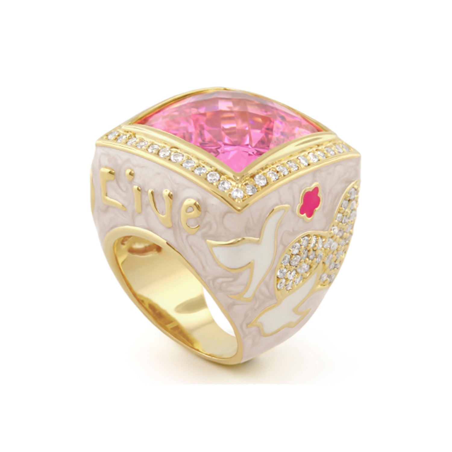 Peace and Dove Cocktail Ring