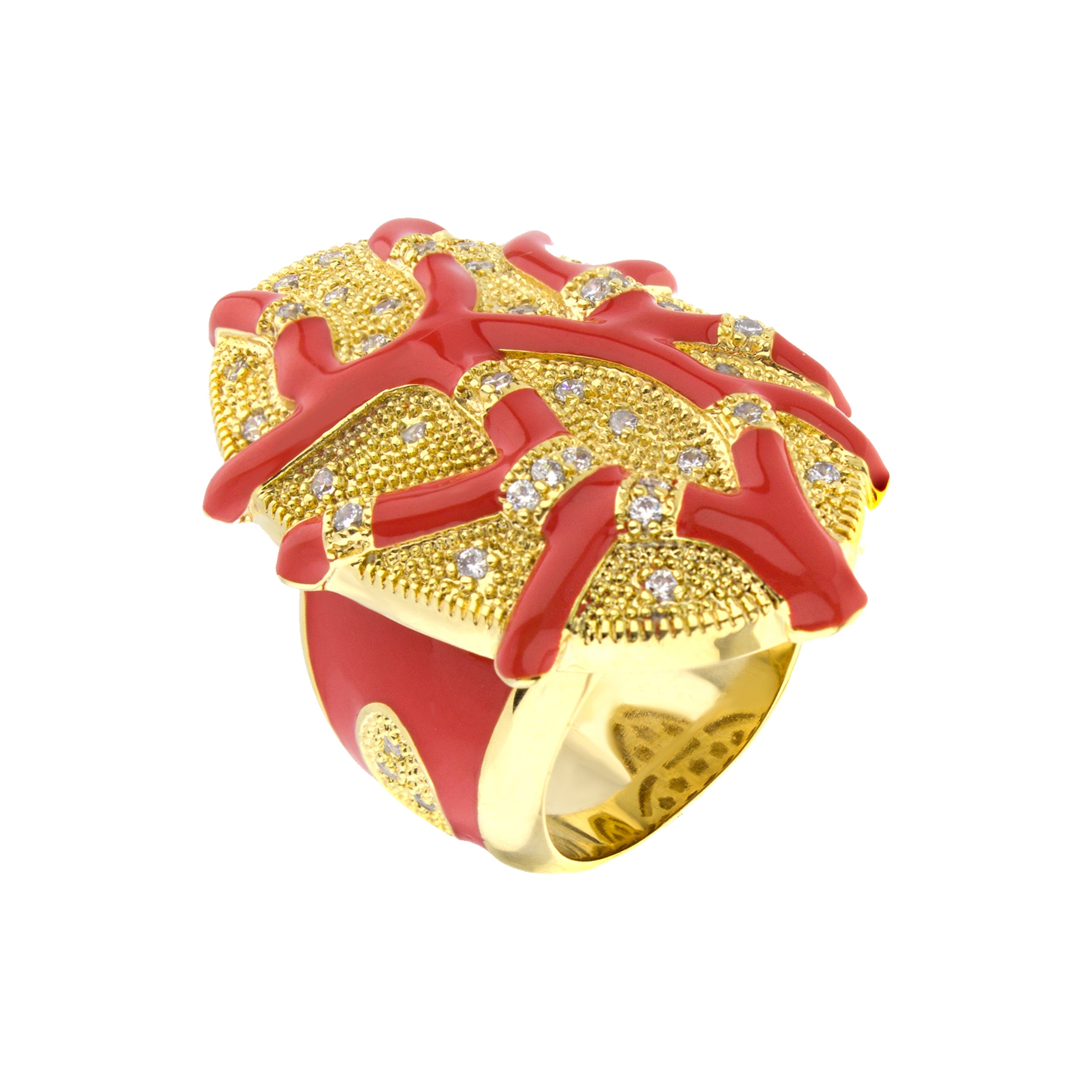 Pretty Little Things Coral Pave Ring