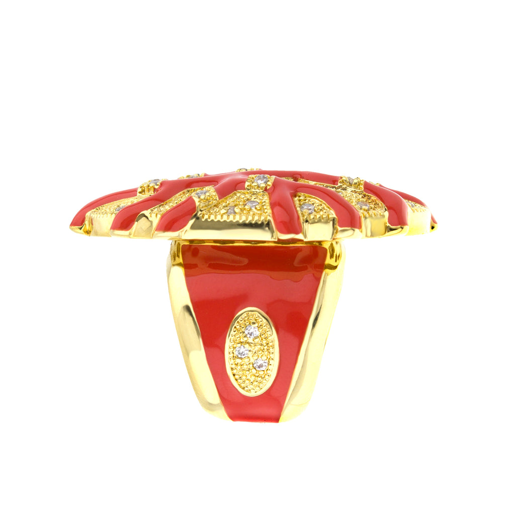 Pretty Little Things Coral Pave Ring