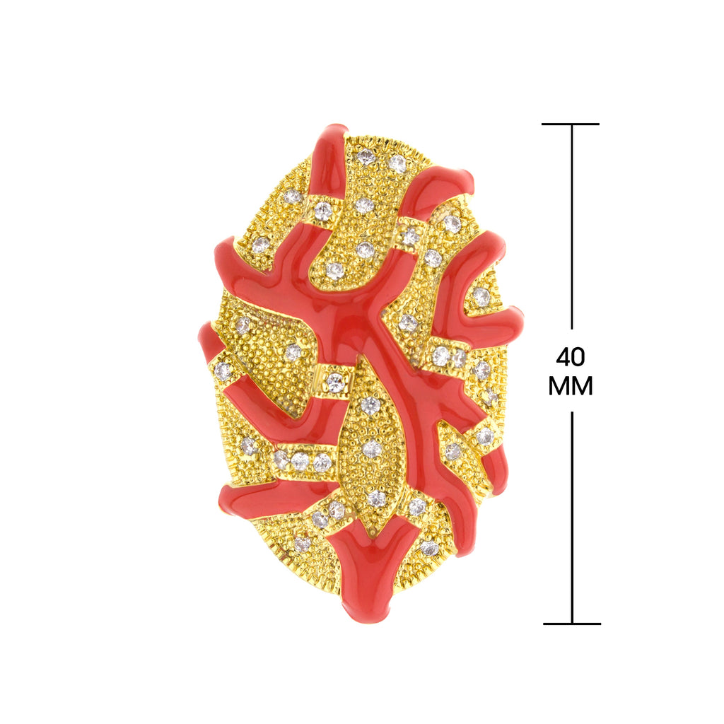 Pretty Little Things Coral Pave Ring