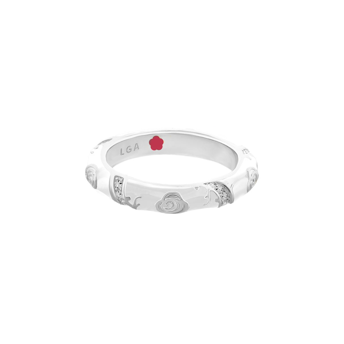 Stackable Fiesta Ring Hand Painted White Enamel