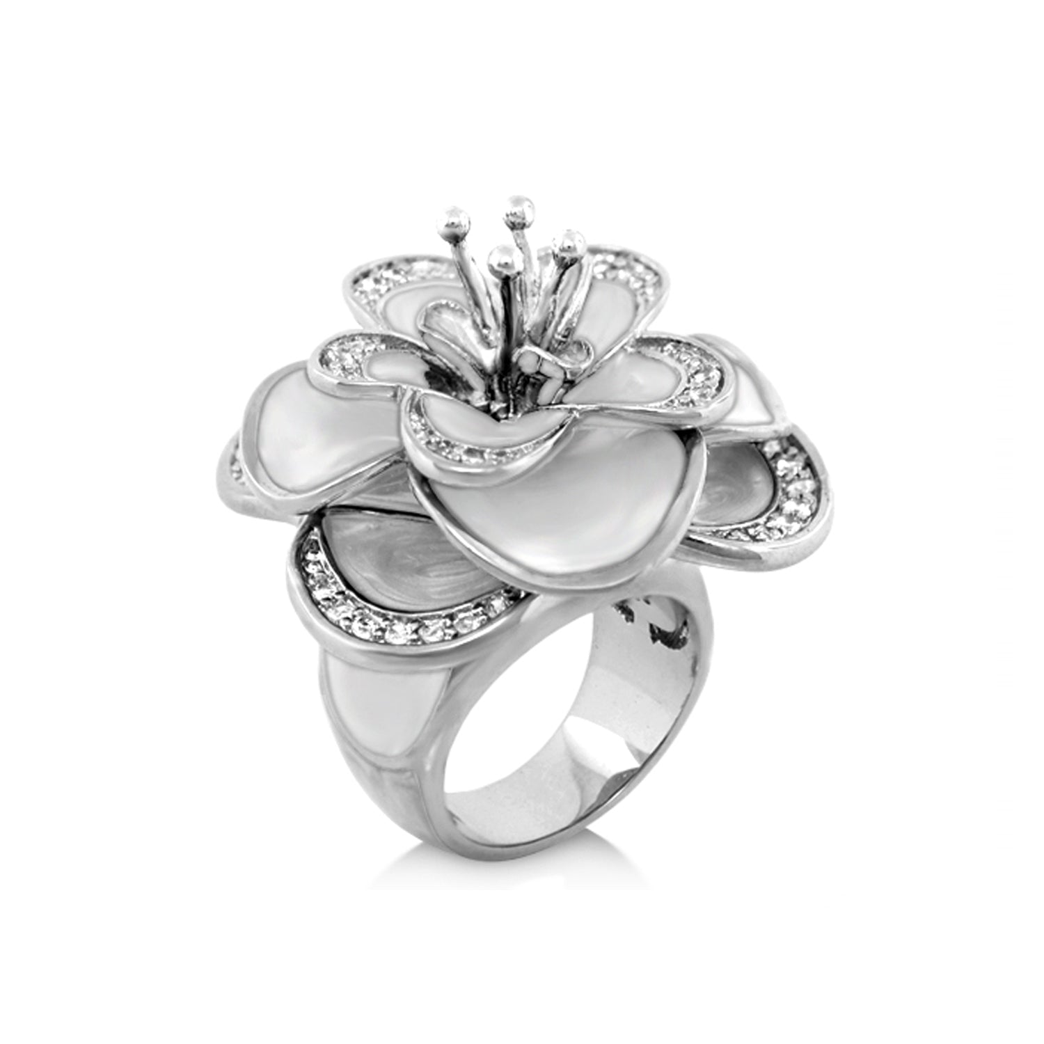 Butterfly World White Flower Ring