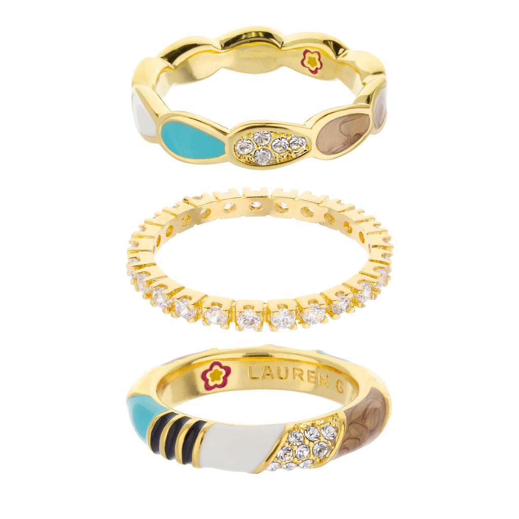 Moon Flower Stackable Ring Set