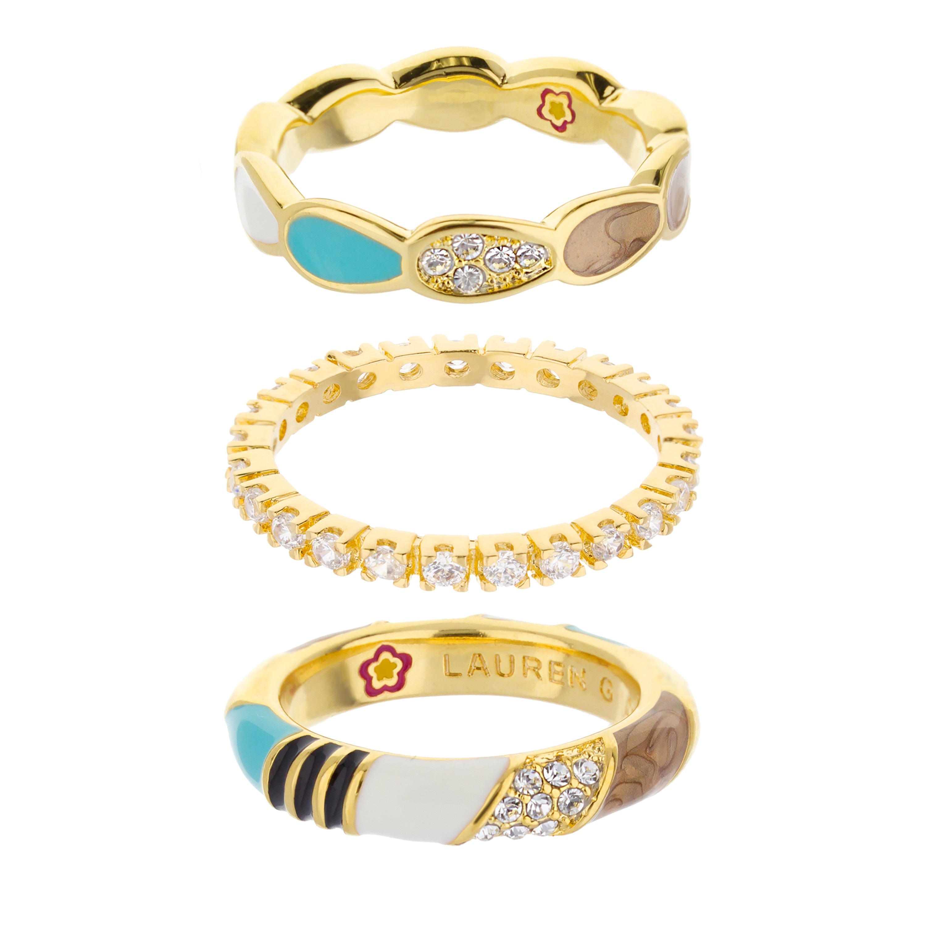 Moon Flower Stackable Ring Set