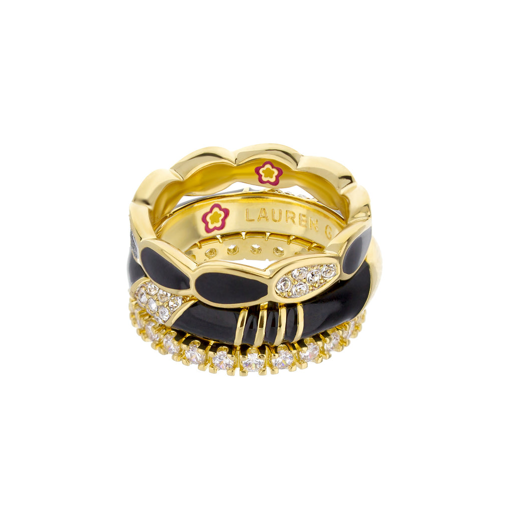 Moon Flower Ring Set