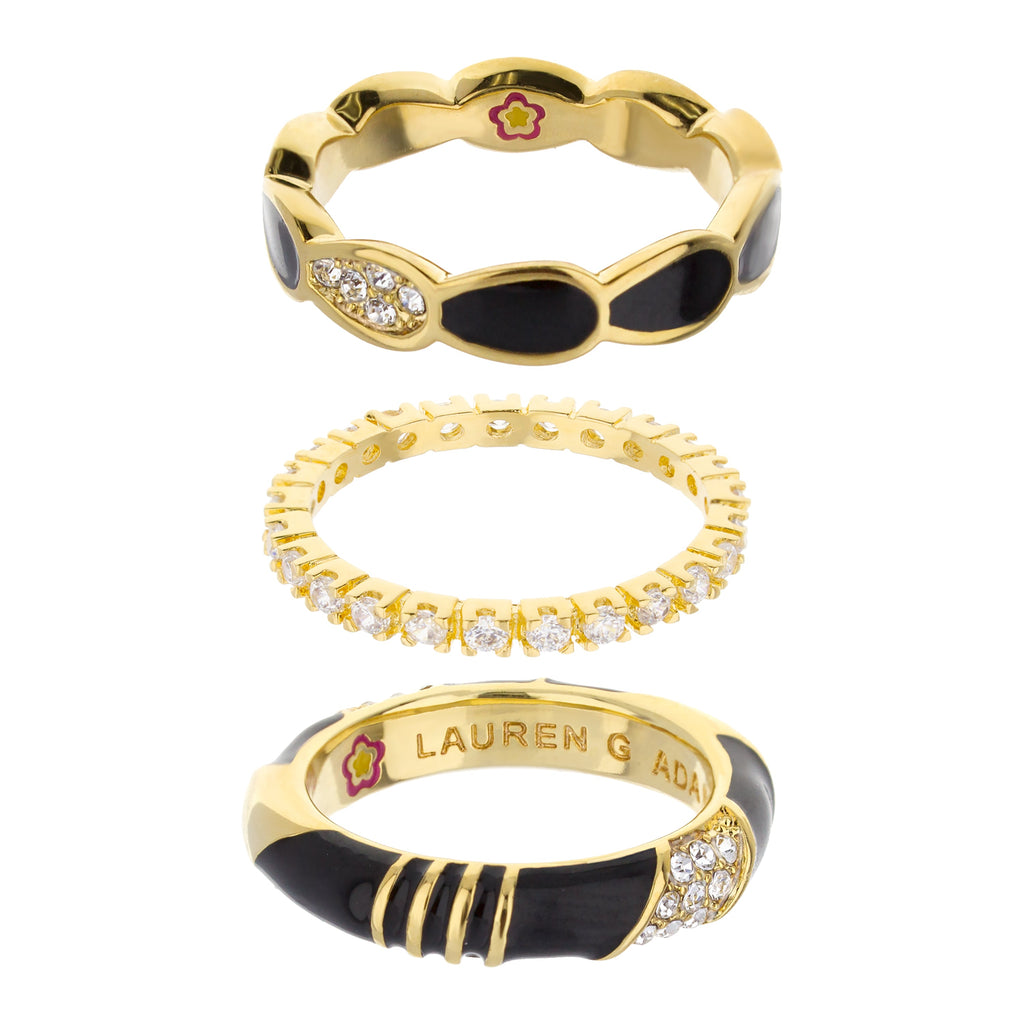 Moon Flower Ring Set