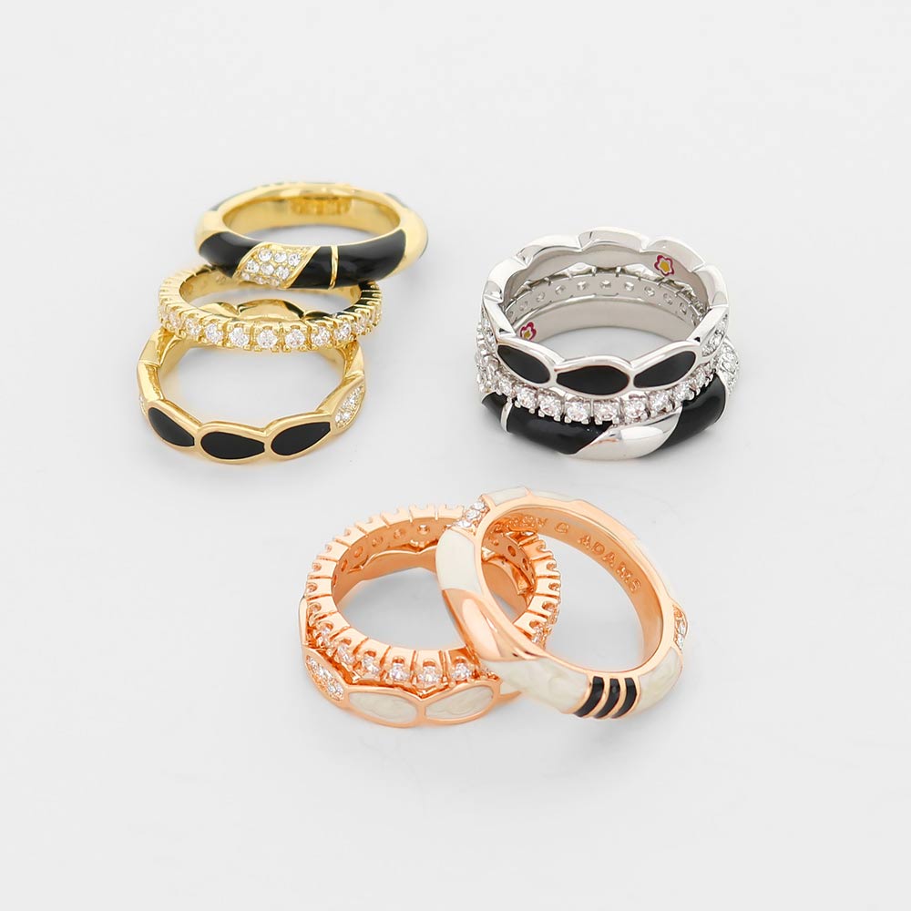 Moon Flower Ring Set