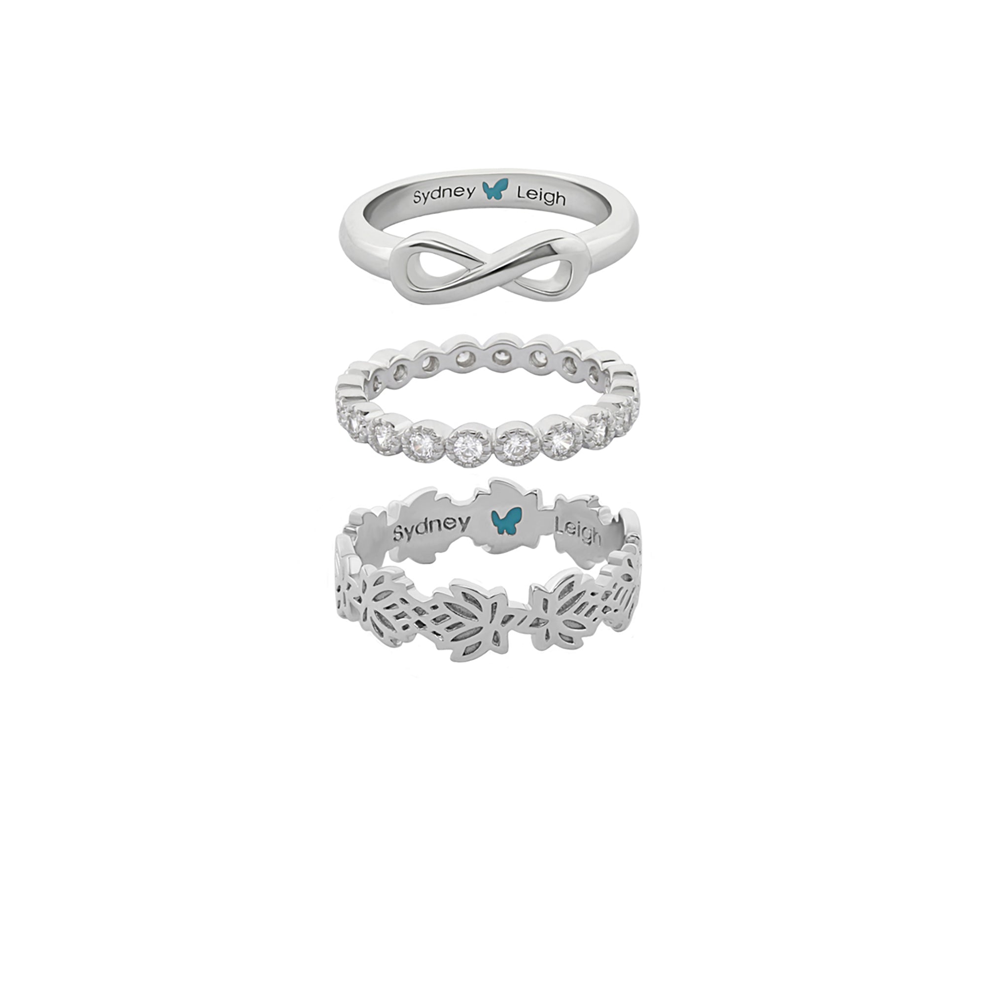 Sydney Leigh Infinity & Lotus Flower Rings Set of 3