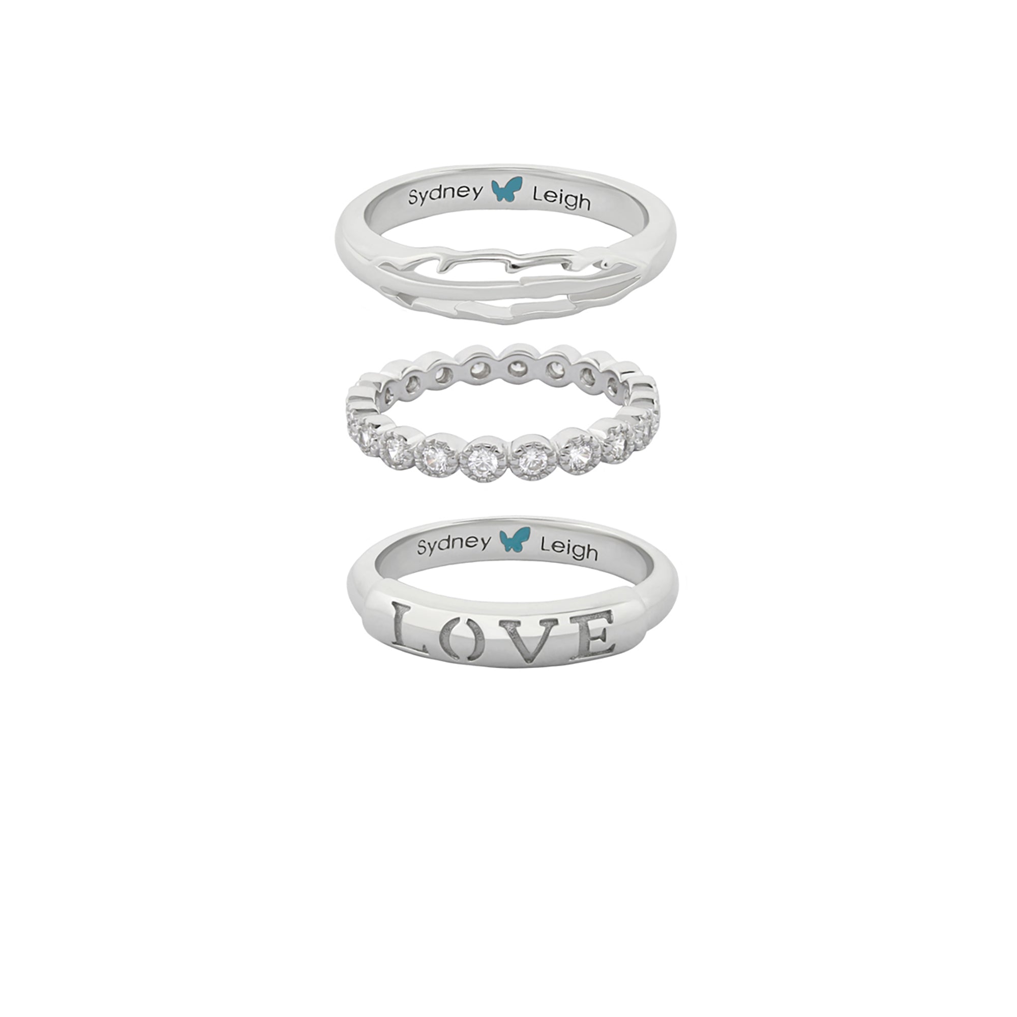 Sydney Leigh Feather & Love Rings Set of 3