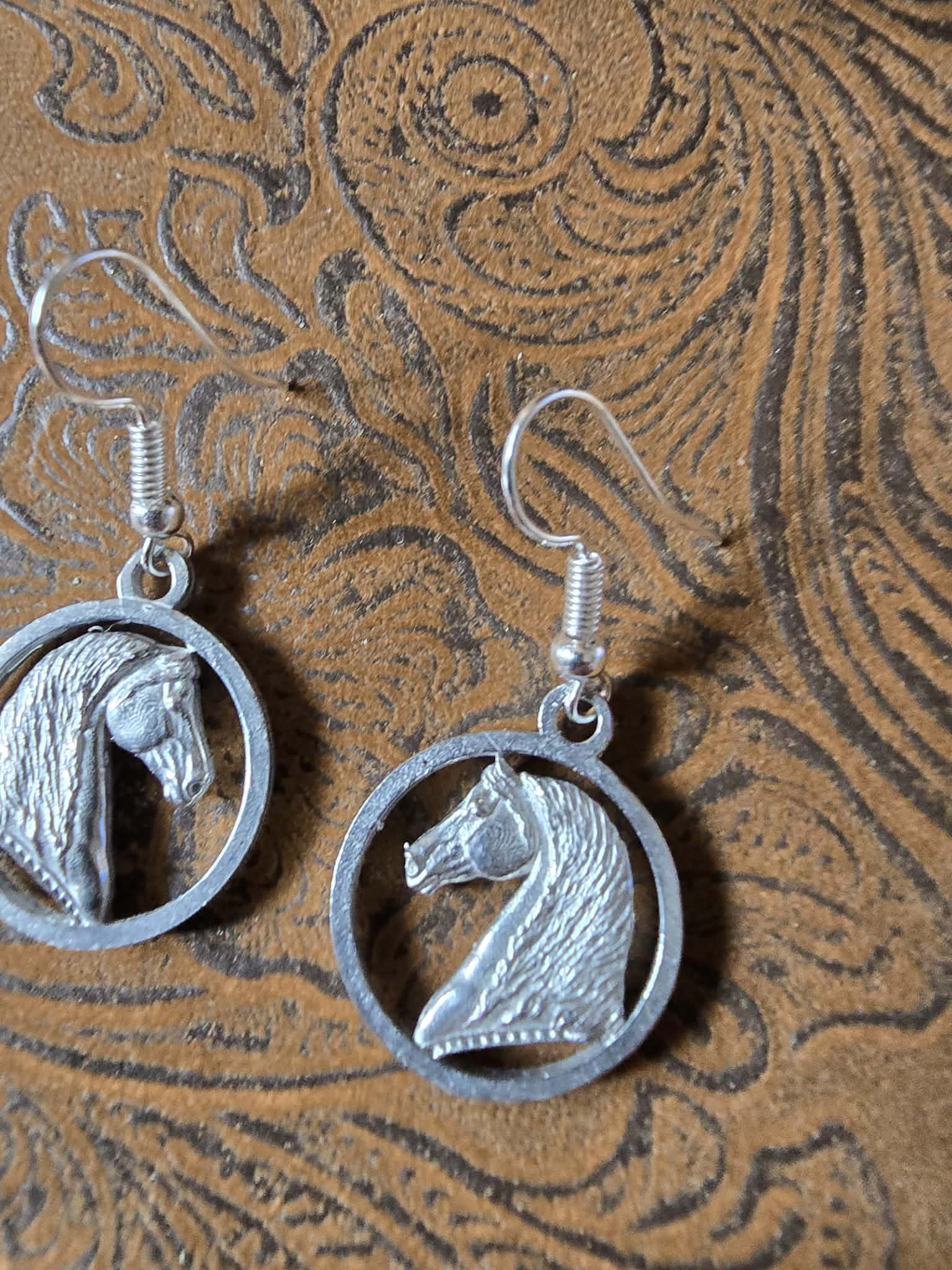 Morgan Horse Classic Baroque PEWTER equestrian earrings