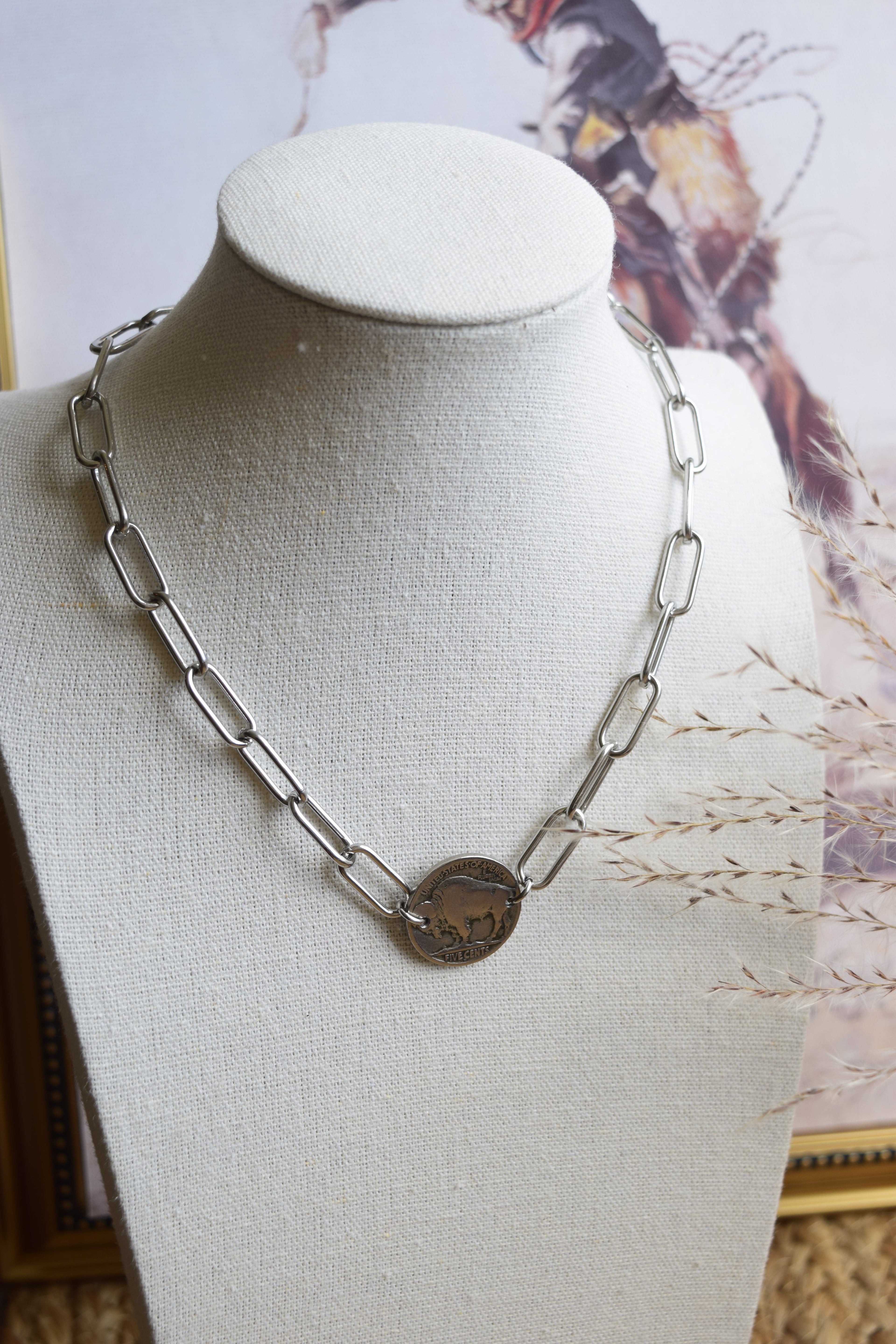Roaming Free Necklace Buffalo Nickel Coin 14 to 16 Inch Chain Jewelry