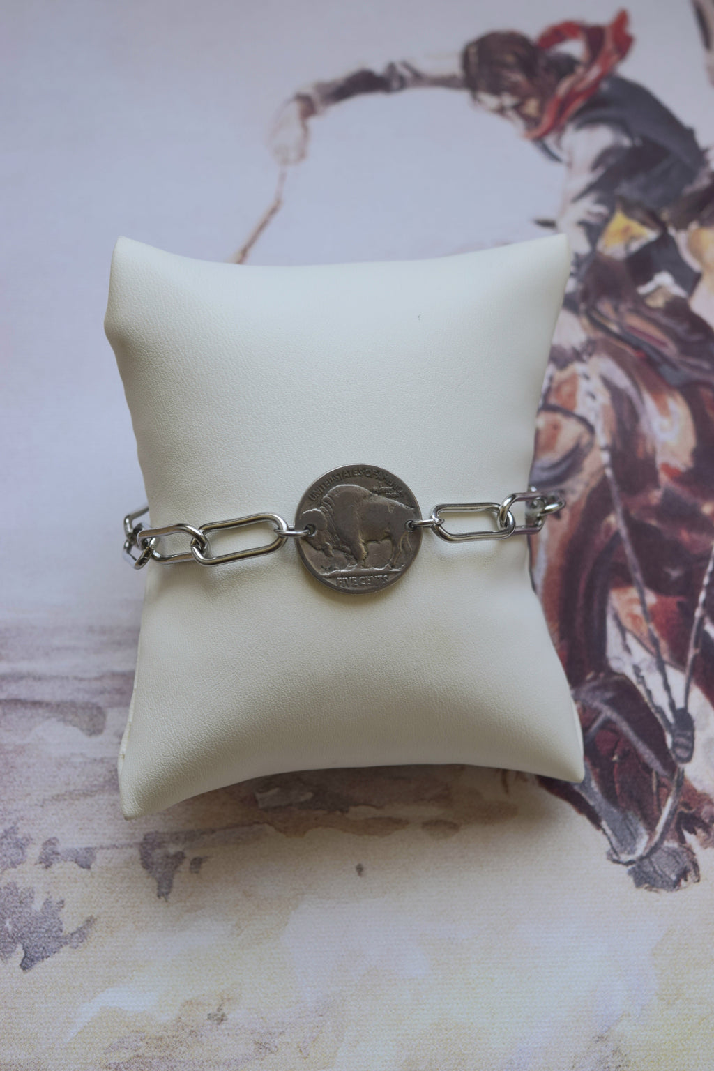 Roaming Free Bracelet Stainless Steel Buffalo Nickel Coin Two Ways to Wear