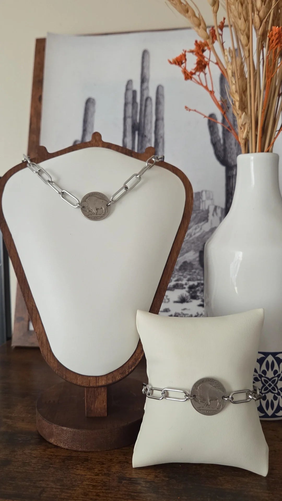 Buffalo Coin Necklace and Bracelet Set BN-001 Fashion Jewelry