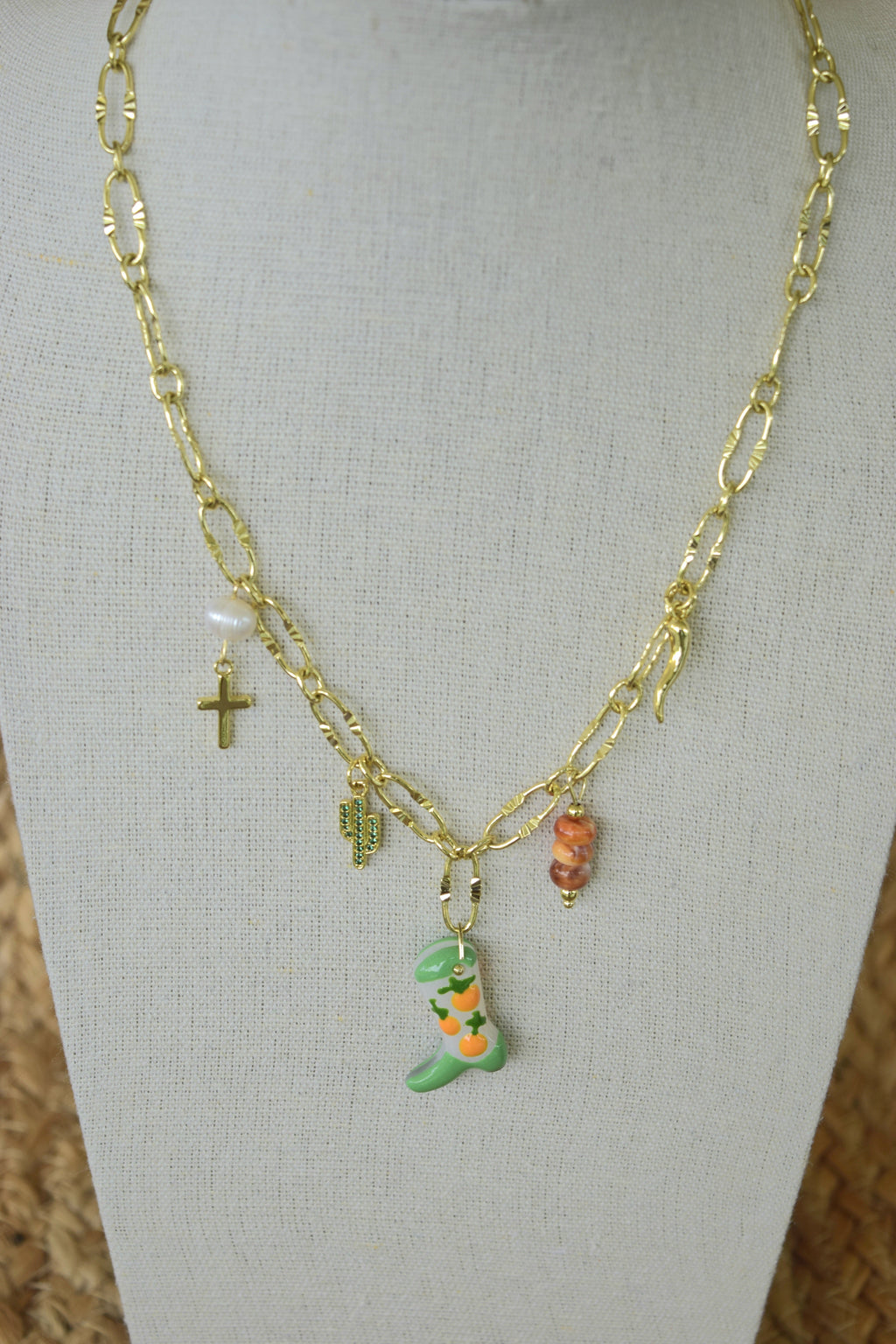 Sweet Arancia Charm Necklace Orange Boot Charm For Fashion Jewelry